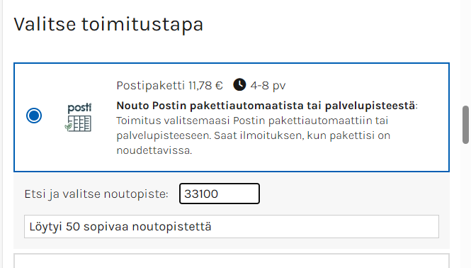 Shipit, noutopistehaku verkkokaupassa