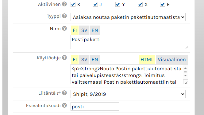 Shipit, Nouto Postin pakettiautomaatista tai palvelupisteestä